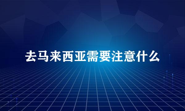 去马来西亚需要注意什么