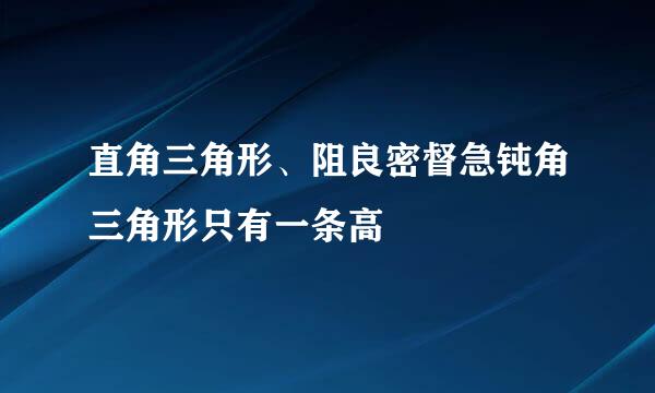 直角三角形、阻良密督急钝角三角形只有一条高