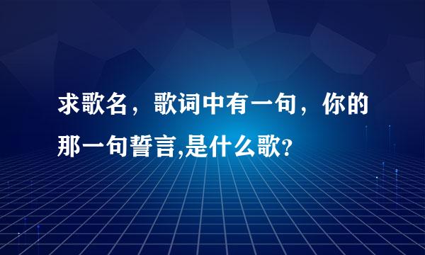 求歌名，歌词中有一句，你的那一句誓言,是什么歌？