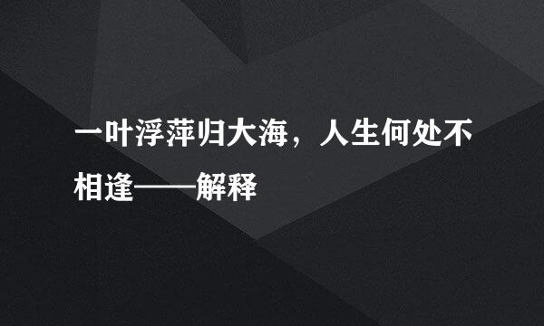 一叶浮萍归大海，人生何处不相逢——解释