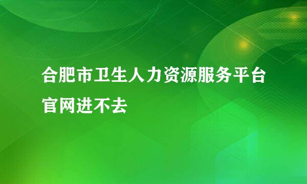 合肥市卫生人力资源服务平台官网进不去