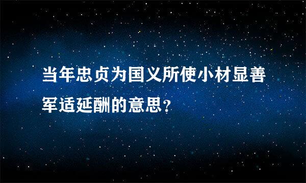 当年忠贞为国义所使小材显善军适延酬的意思？