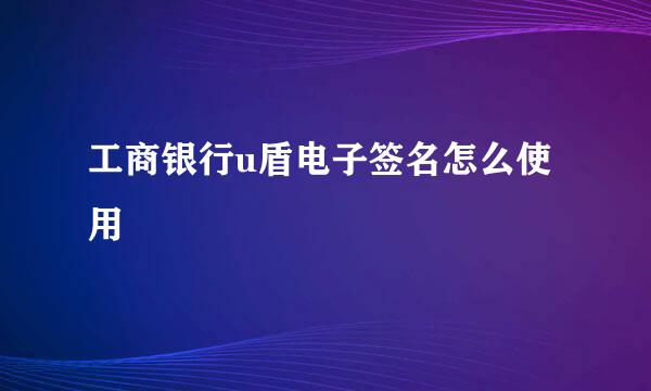 工商银行u盾电子签名怎么使用