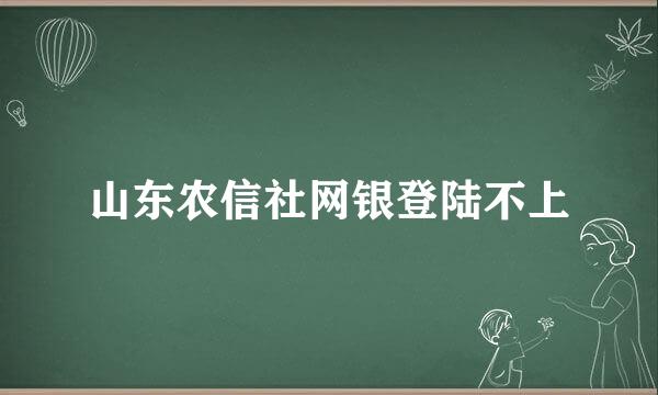 山东农信社网银登陆不上