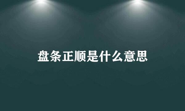 盘条正顺是什么意思