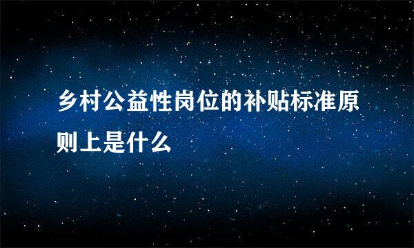 乡村公益性岗位的补贴标准原则上是什么