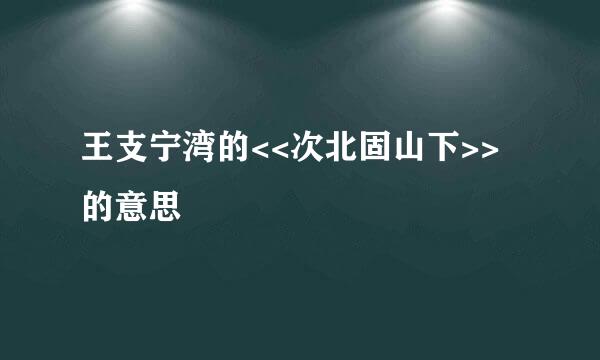 王支宁湾的<<次北固山下>>的意思