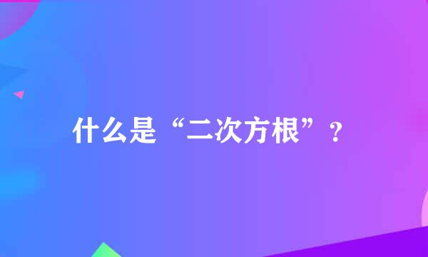 什么是“二次方根”？