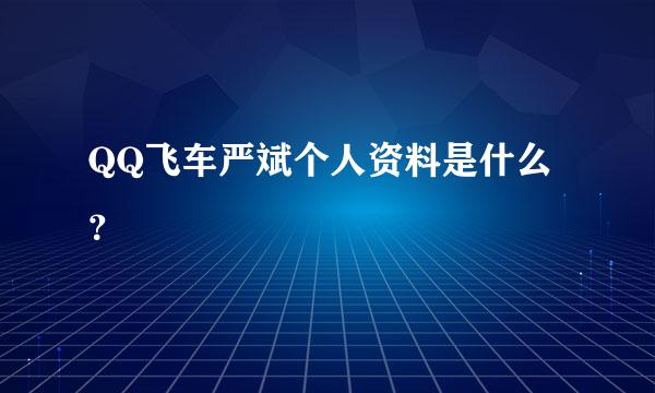 QQ飞车严斌个人资料是什么？