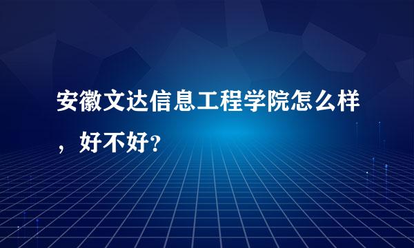 安徽文达信息工程学院怎么样，好不好？