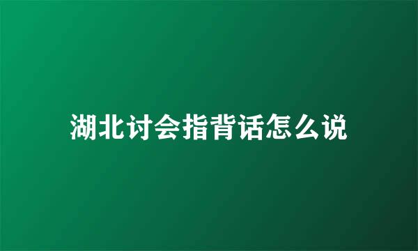 湖北讨会指背话怎么说