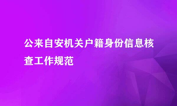 公来自安机关户籍身份信息核查工作规范