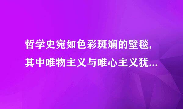 哲学史宛如色彩斑斓的壁毯,其中唯物主义与唯心主义犹如浓粗的经线贯穿上下,而辩证法与形而上学如同纬线交织其中...