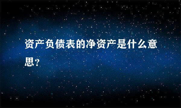 资产负债表的净资产是什么意思？