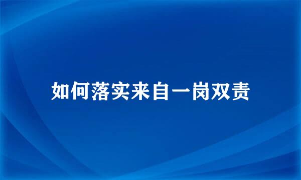 如何落实来自一岗双责