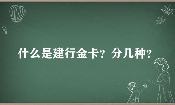 什么是建行金卡？分几种？