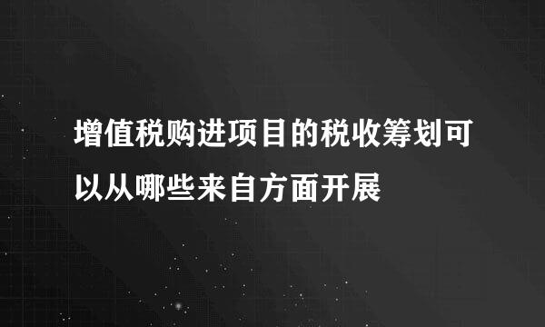 增值税购进项目的税收筹划可以从哪些来自方面开展