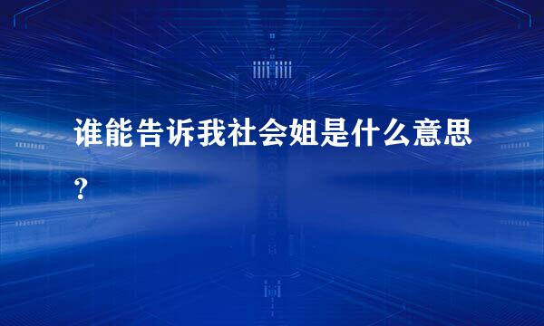 谁能告诉我社会姐是什么意思？