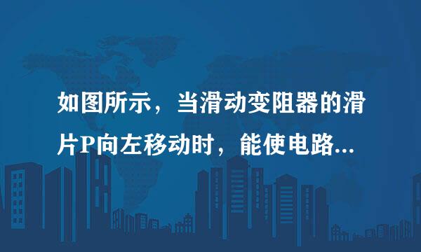 如图所示，当滑动变阻器的滑片P向左移动时，能使电路中的电阻变小的接法是A.B.C.D.