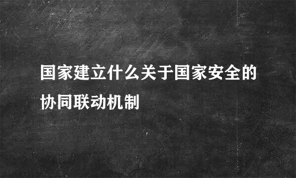 国家建立什么关于国家安全的协同联动机制