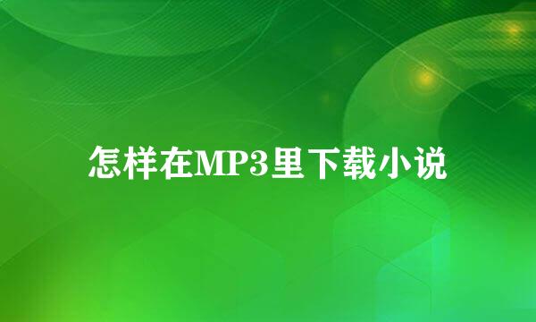 怎样在MP3里下载小说