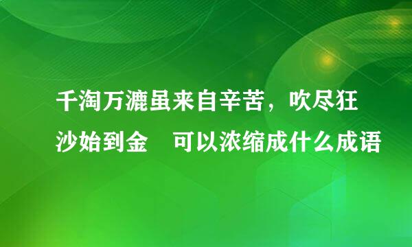 千淘万漉虽来自辛苦，吹尽狂沙始到金 可以浓缩成什么成语