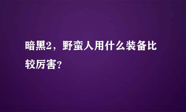 暗黑2，野蛮人用什么装备比较厉害？