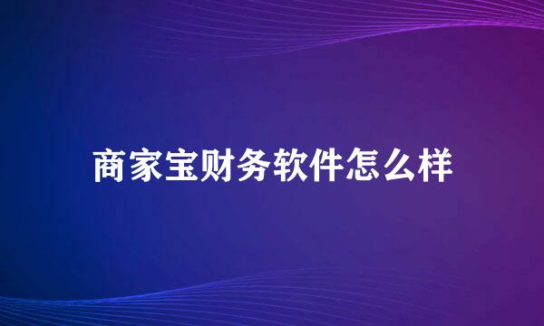 商家宝财务软件怎么样