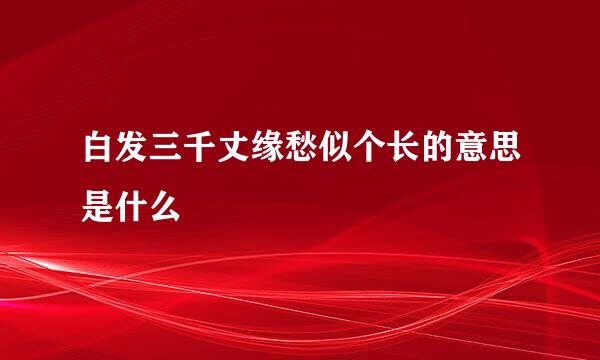 白发三千丈缘愁似个长的意思是什么