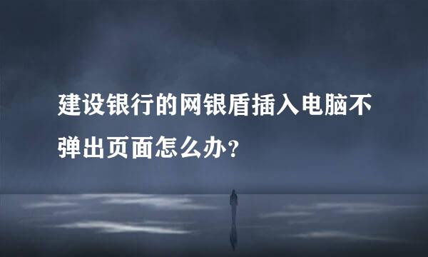 建设银行的网银盾插入电脑不弹出页面怎么办？