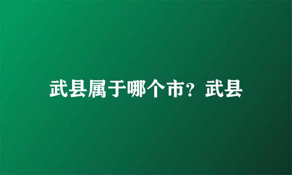 武县属于哪个市？武县