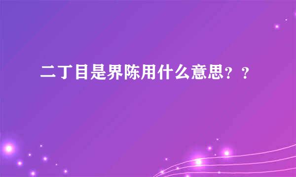 二丁目是界陈用什么意思？？