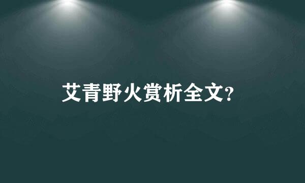 艾青野火赏析全文？