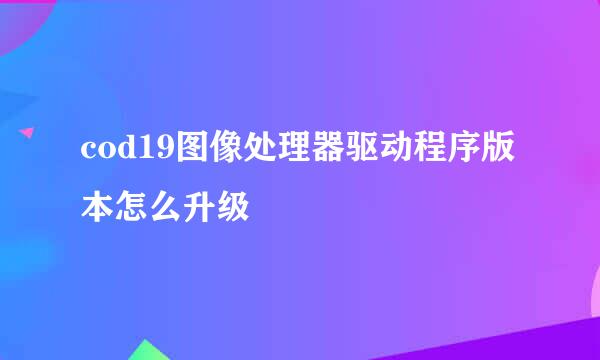 cod19图像处理器驱动程序版本怎么升级