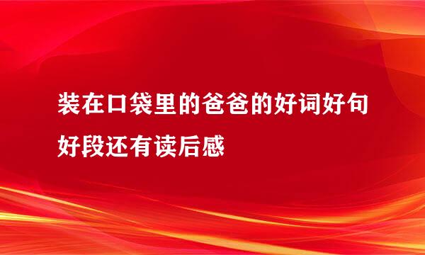 装在口袋里的爸爸的好词好句好段还有读后感