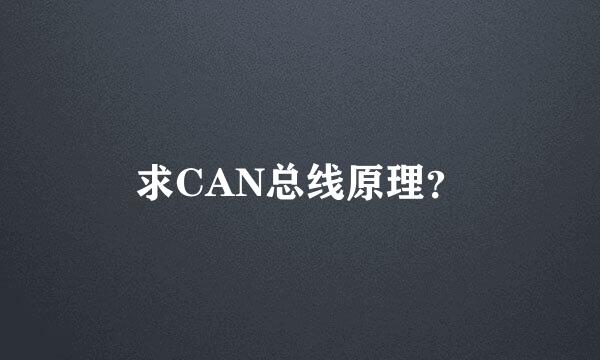 求CAN总线原理？