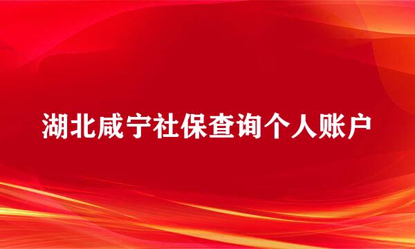 湖北咸宁社保查询个人账户