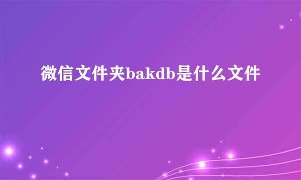 微信文件夹bakdb是什么文件