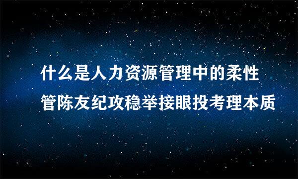 什么是人力资源管理中的柔性管陈友纪攻稳举接眼投考理本质