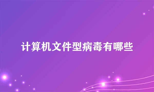 计算机文件型病毒有哪些