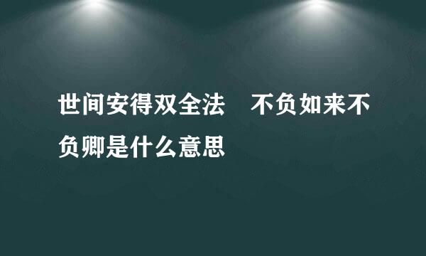 世间安得双全法 不负如来不负卿是什么意思