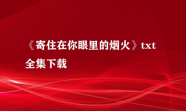 《寄住在你眼里的烟火》txt全集下载