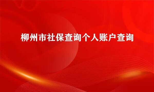 柳州市社保查询个人账户查询