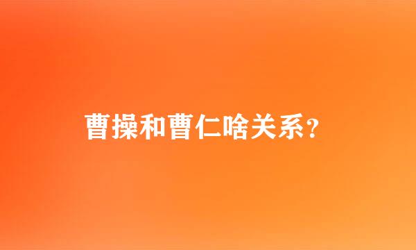 曹操和曹仁啥关系？