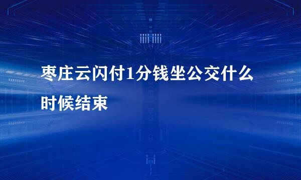 枣庄云闪付1分钱坐公交什么时候结束