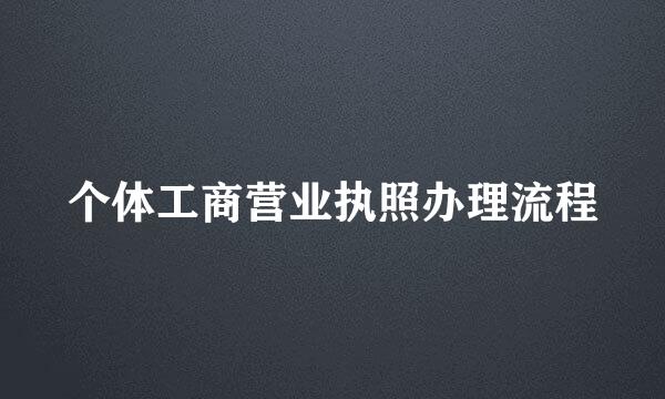 个体工商营业执照办理流程