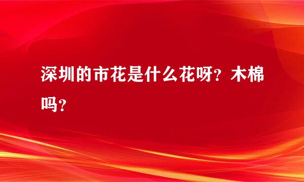 深圳的市花是什么花呀？木棉吗？