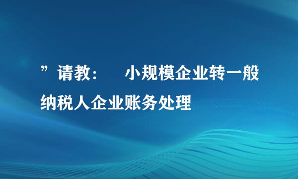 ”请教： 小规模企业转一般纳税人企业账务处理