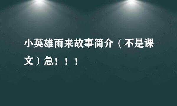 小英雄雨来故事简介（不是课文）急！！！