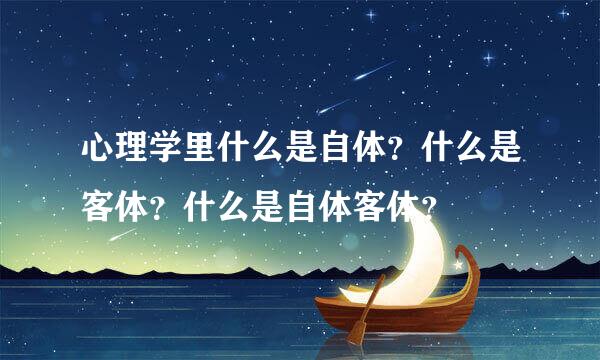 心理学里什么是自体？什么是客体？什么是自体客体？